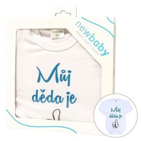 Body s potiskem New Baby Můj děda je jednička - dárkové balení Tyrkysová