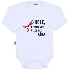 Body s potiskem New Baby Více vlasů než taťka - dárkové balení Bílá