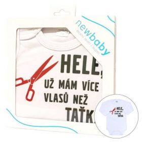 Body s potiskem New Baby Více vlasů než taťka - dárkové balení Bílá