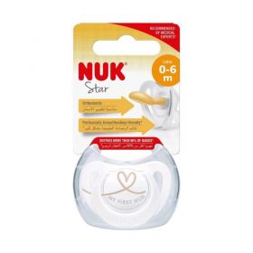 Šidítko latex NUK Star 0-6 m srdce Bílá