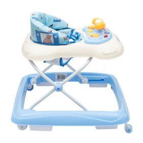 Dětské chodítko Baby Mix s volantem a silikonovými kolečky modré