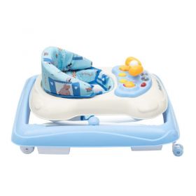 Dětské chodítko Baby Mix s volantem a silikonovými kolečky modré