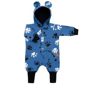 Kojenecký bavlněný overal s kapucí a oušky New Baby tlapka modrý | 56 (0-3m), 62 (3-6m), 68 (4-6m), 74 (6-9m), 80 (9-12m), 86 (12-18m)