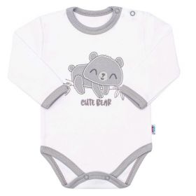 Kojenecké bavlněné body s dlouhým rukávem New Baby Cute Bear Bílá