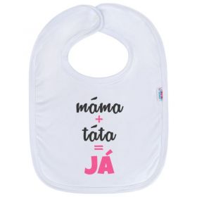 Kojenecký bavlněný bryndák New Baby máma+táta=JÁ růžový