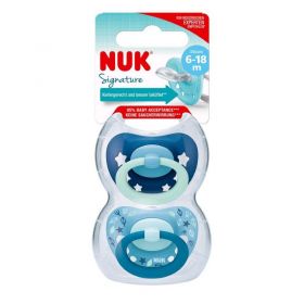 Šidítko NUK Signature 6-18m 2ks kluk Modrá