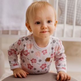 Kojenecké tričko s dlouhým rukávem Koala Flowers Růžová