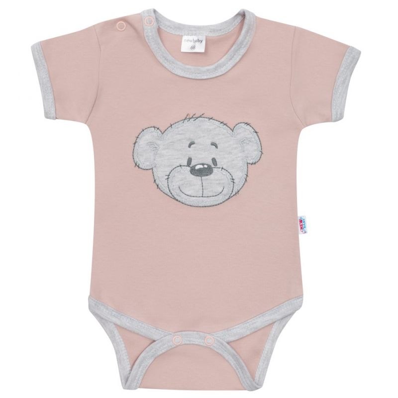 Kojenecké bavlněné body s krátkým rukávem New Baby BrumBrum old pink grey Růžová