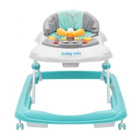 Dětské chodítko Baby Mix s volantem a silikonovými kolečky mátový