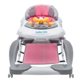 Dětské chodítko s houpačkou a silikonovými kolečky Baby Mix růžové
