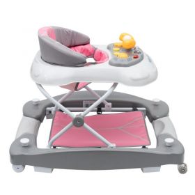 Dětské chodítko s houpačkou a silikonovými kolečky Baby Mix růžové