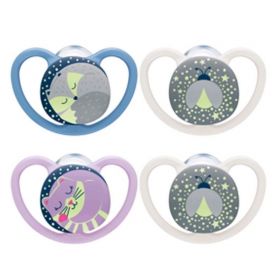 Šidítko NUK Happy Nights 6-18m 2ks/BOX kluk Modrá