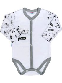 Kojenecké body celorozepínací New Baby Music Bílá