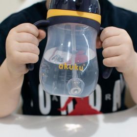 Kouzelná láhev s brčkem a závažím Akuku 280 ml žlutá