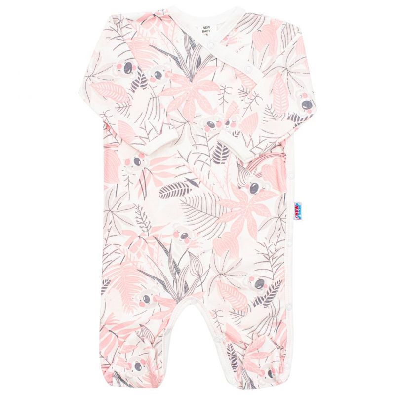 Kojenecký bavlněný overal s bočním zapínáním New Baby Lovely růžový