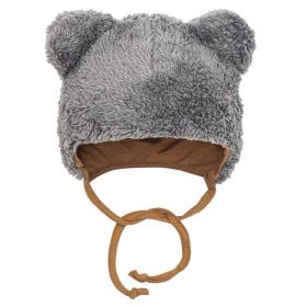 Zimní kojenecká čepička s šátkem na krk New Baby Teddy bear šedá Šedá