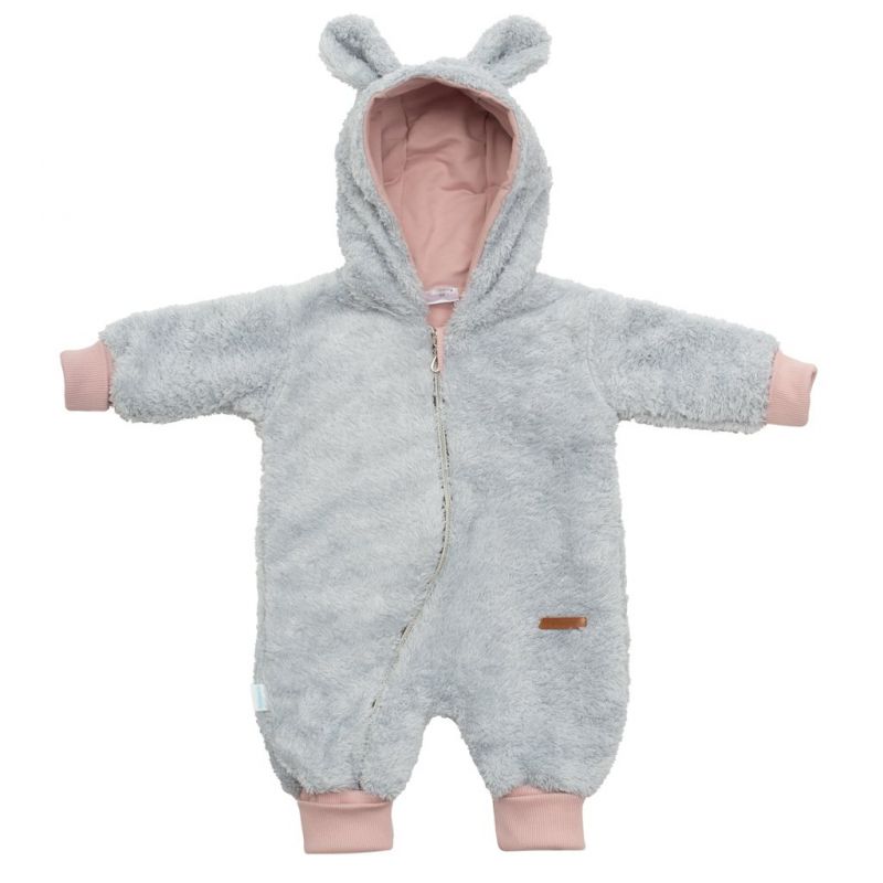 Luxusní dětský zimní overal New Baby Teddy bear šedo růžový Šedá