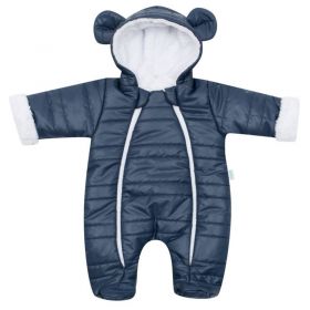 Zimní kojenecká kombinéza s kapucí a oušky New Baby Pumi blue Modrá | 62 (3-6m)