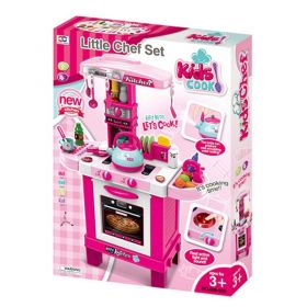 Dětská kuchyňka Baby Mix malý šéfkuchař + příslušenství růžová