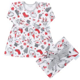 Kojenecké bavlněné šatičky s čelenkou New Baby Christmas Dle obrázku | 56 (0-3m), 62 (3-6m), 68 (4-6m), 74 (6-9m), 80 (9-12m), 86 (12-18m)