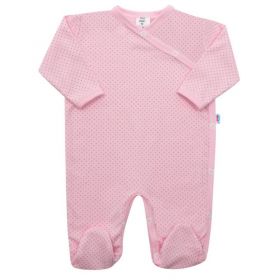 Kojenecký bavlněný overal s bočním zapínáním New Baby Lovely puntíky Růžová | 68 (4-6m), 74 (6-9m)
