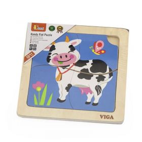 Dřevěné puzzle pro nejmenší Viga 4 ks Kravička