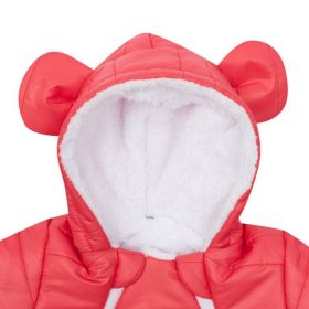 Zimní kojenecká kombinéza s kapucí a oušky New Baby Pumi red raspberry Červená