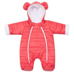 Zimní kojenecká kombinéza s kapucí a oušky New Baby Pumi red raspberry Červená | 56 (0-3m), 62 (3-6m), 68 (4-6m), 74 (6-9m)