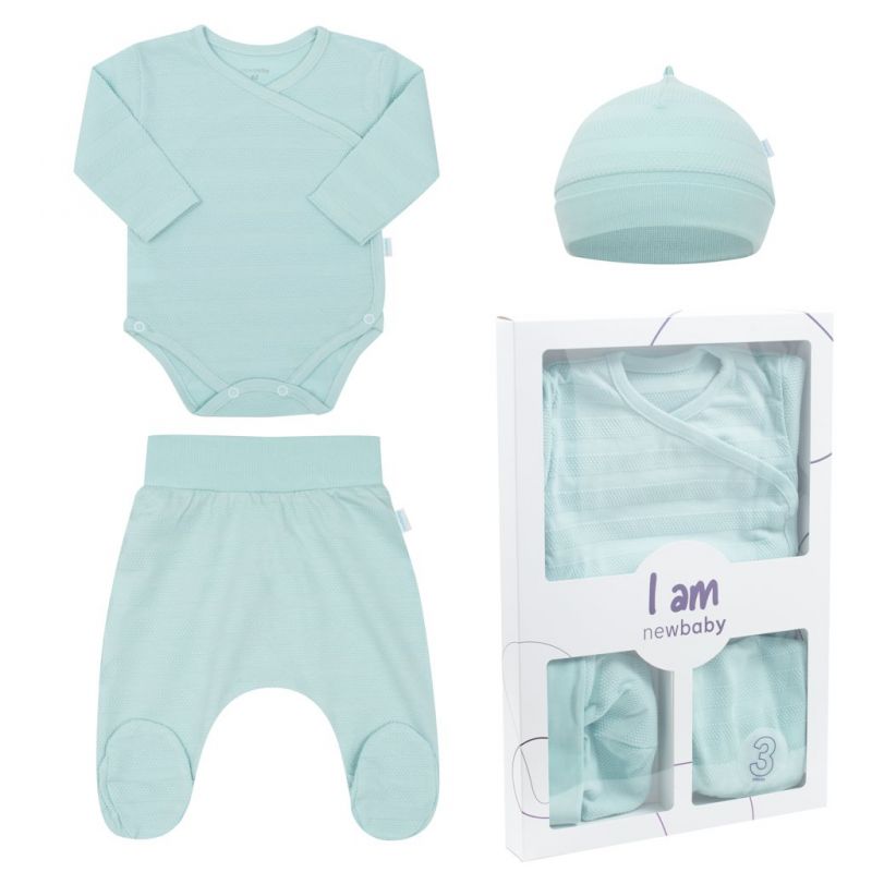 3-dílná kojenecká soupravička do porodnice New Baby I AM modrá