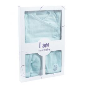 3-dílná kojenecká soupravička do porodnice New Baby I AM modrá