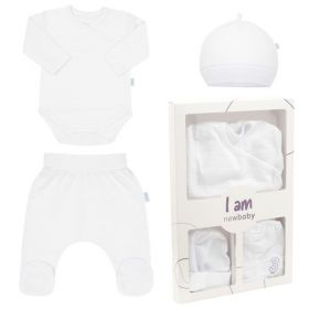 3-dílná kojenecká soupravička do porodnice New Baby I AM bílá | 56 (0-3m), 62 (3-6m)