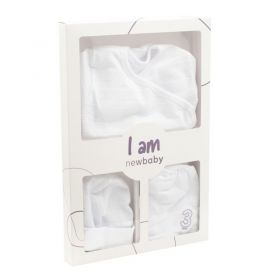 3-dílná kojenecká soupravička do porodnice New Baby I AM bílá