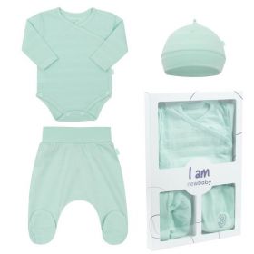 3-dílná kojenecká soupravička do porodnice New Baby I AM mátová Zelená | 56 (0-3m), 62 (3-6m)