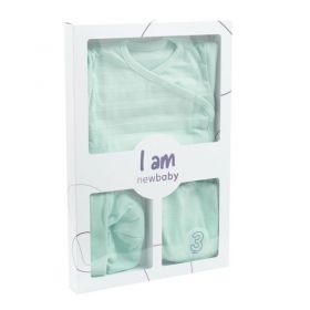 3-dílná kojenecká soupravička do porodnice New Baby I AM mátová Zelená