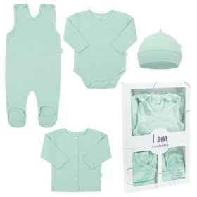 4-dílná kojenecká soupravička do porodnice New Baby I AM mátová Zelená | 56 (0-3m), 62 (3-6m)