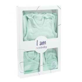 4-dílná kojenecká soupravička do porodnice New Baby I AM mátová Zelená