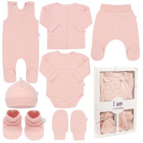 7-dílná kojenecká soupravička do porodnice New Baby I AM růžová | 56 (0-3m), 62 (3-6m)