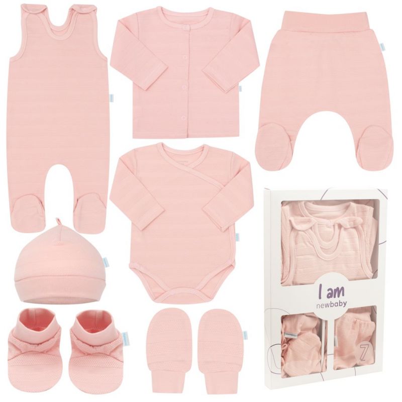 7-dílná kojenecká soupravička do porodnice New Baby I AM růžová