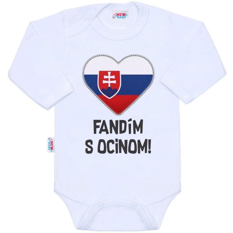 Body s potiskem New Baby Fandím s ocinom biele Bílá