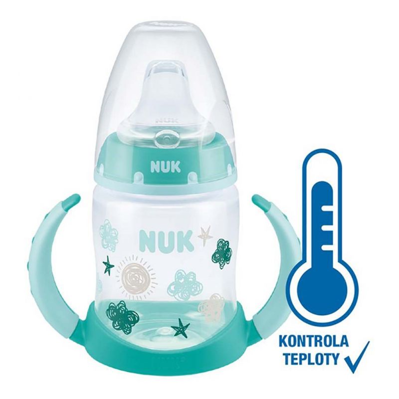 Kojenecká láhev na učení NUK s kontrolou teploty 150 ml zelená