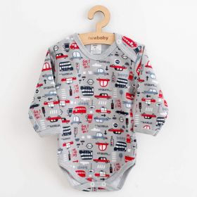 Kojenecké bavlněné body s dlouhým rukávem New Baby Go!go!go! Šedá | 68 (4-6m)