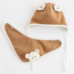 Jarní kojenecká čepička s šátkem na krk New Baby Sebastian hnědá | 56 (0-3m), 62 (3-6m), 68 (4-6m), 80 (9-12m), 86 (12-18m)