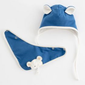 Jarní kojenecká čepička s šátkem na krk New Baby Sebastian modrá | 56 (0-3m), 62 (3-6m), 68 (4-6m), 74 (6-9m), 80 (9-12m), 86 (12-18m)