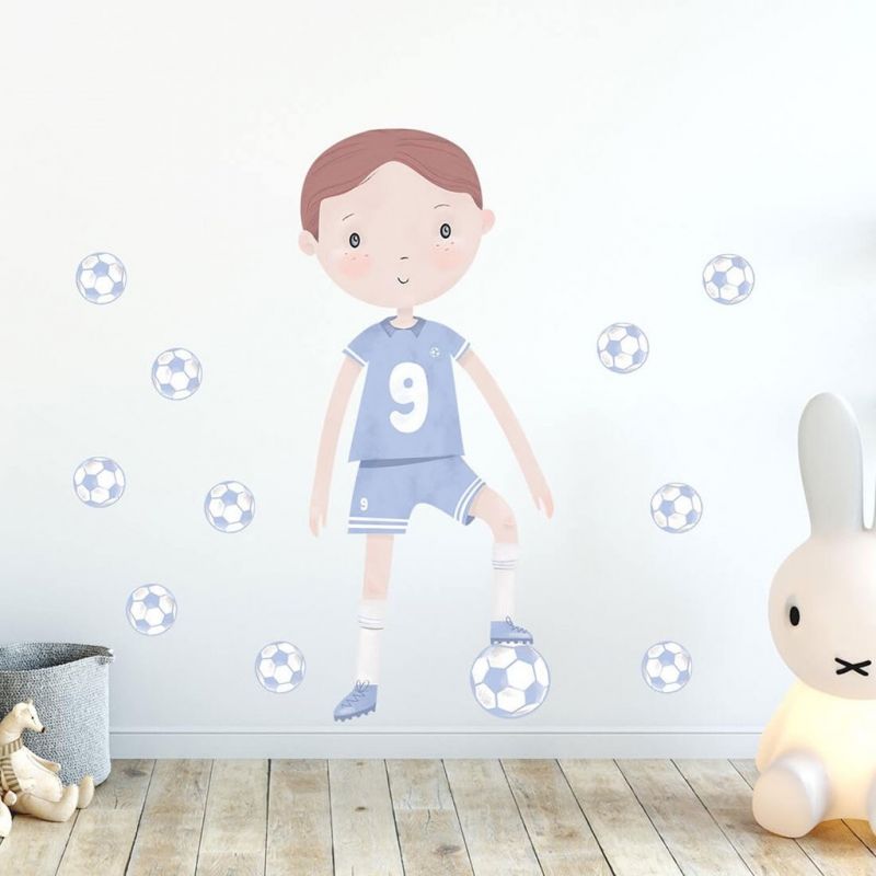 Samolepka na zeď Fotbalista modrá BAYO