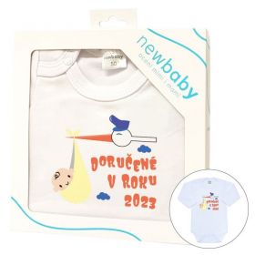 Body s potiskem New Baby Doručené v roku 2023 - darčekové balenie Bílá | 50, 80 (9-12m)