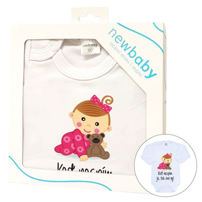 Body s potiskem New Baby Keď nespím ja, tak ani vy - darčekové balenie Růžová