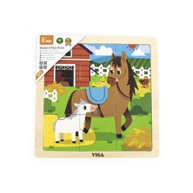 Dřevěné puzzle pro nejmenší Viga 9 ks Koníci