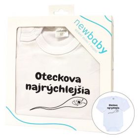 Body s potiskem New Baby Oteckova najrýchlejšia - darčekové balenie Bílá | 50, 56 (0-3m), 68 (4-6m), 74 (6-9m), 80 (9-12m), 86 (12-18m)