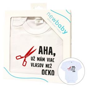 Body s potiskem New Baby Viac vlasov než ocko - darčekové balenie Bílá | 50, 56 (0-3m), 68 (4-6m), 74 (6-9m), 80 (9-12m), 86 (12-18m)