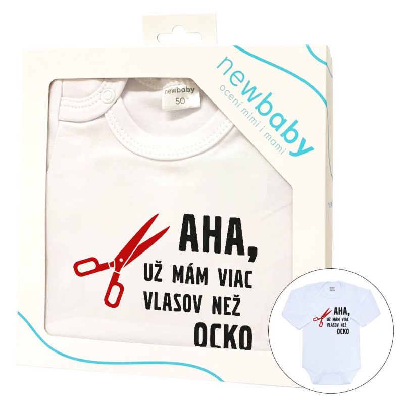 Body s potiskem New Baby Viac vlasov než ocko - darčekové balenie Bílá
